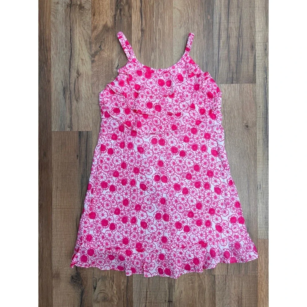 Isabel Garretón Girls 4 Pink Floral 100% Cotton Ruffle‎ Hem Dress Boutique